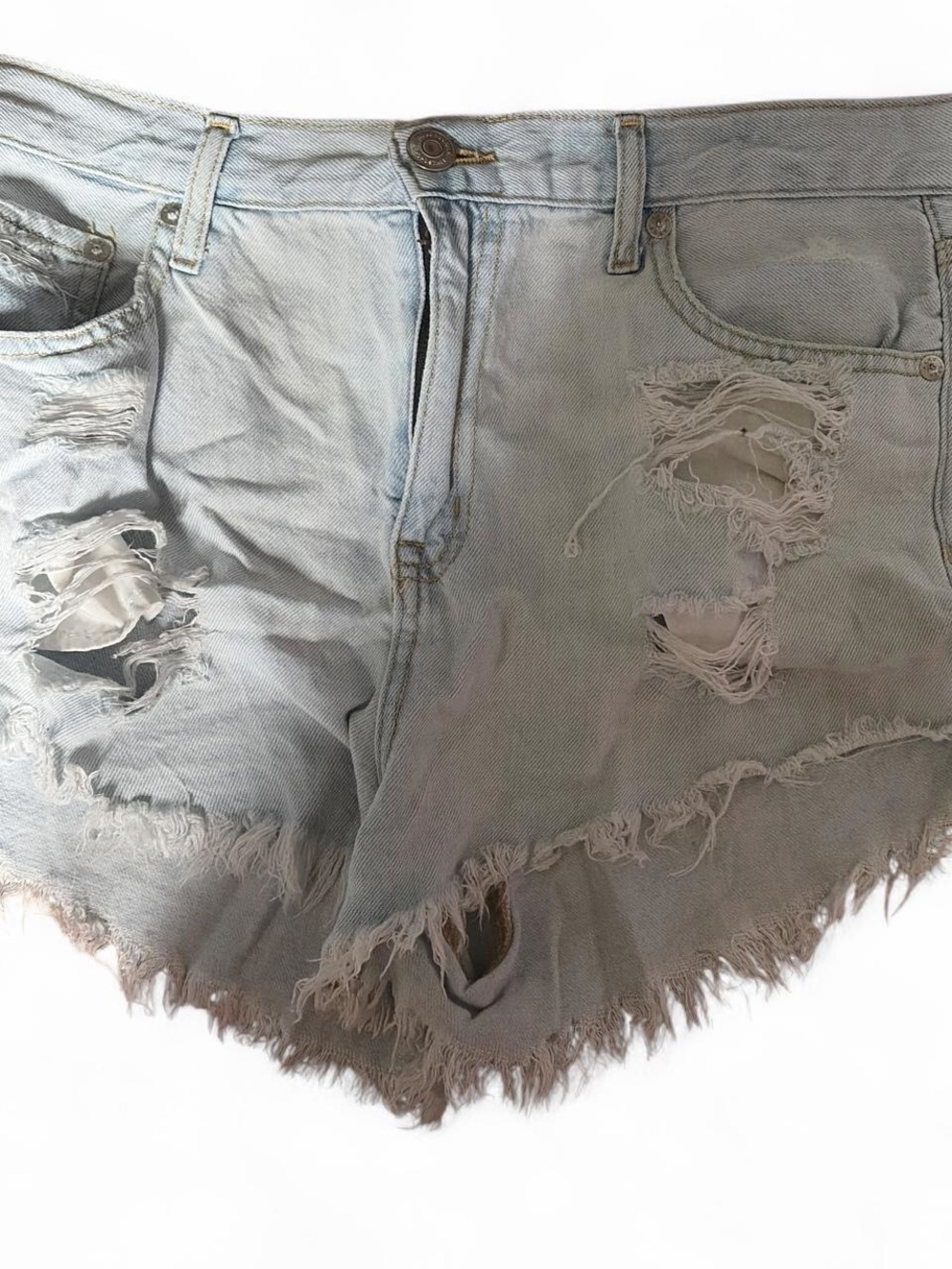 Aeropostale Light Blue Distressed Denim Cutoff Shorts
